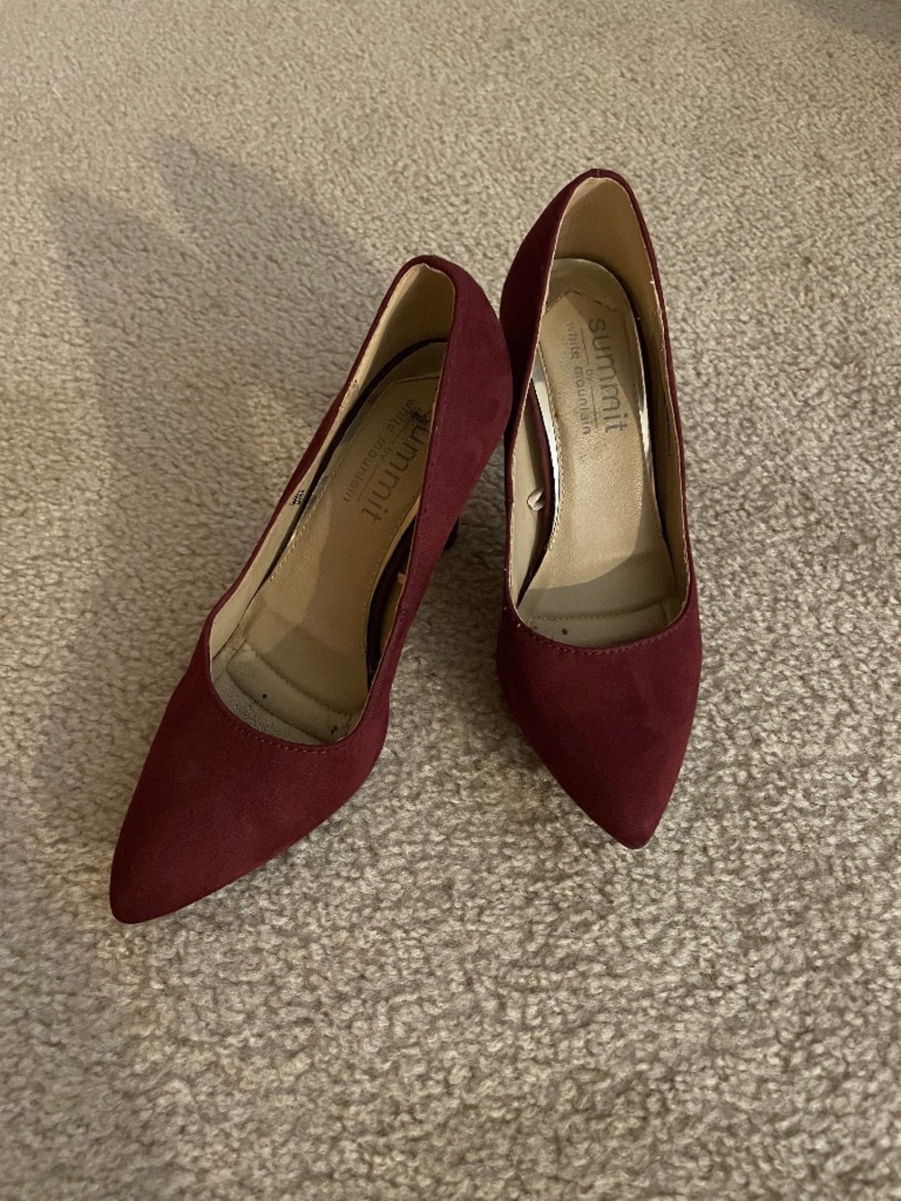 Velvet maroon heels